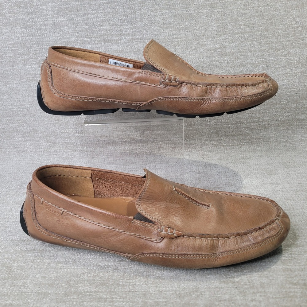 Clarks Collection Ashmont Race Mens Tan Leather Driving Loafers 11 M